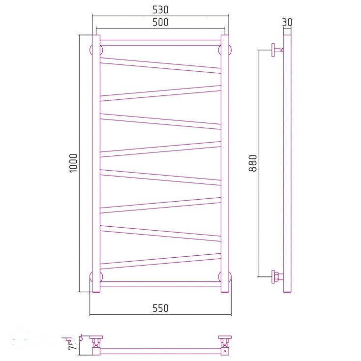 Полотенцесушитель водяной Сунержа Сирокко 55x100 051-0253-1050 латунь