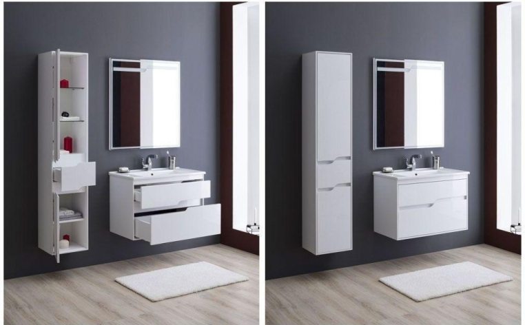 Шкаф-пенал для ванной Aquanet Модена 35 L белый глянец 00218461