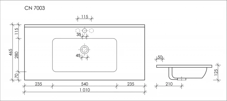 Раковина встраиваемая 101х46,5 Ceramica Nova Element CN7003