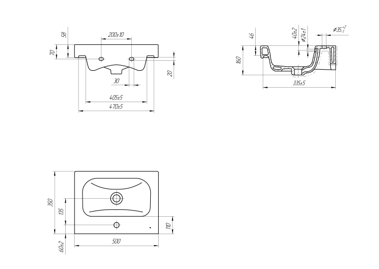 Раковина Cersanit Moduo slim 50 SLIM, 1 отв., белый, Сорт1 прямоугольная (P-UM-MOD50SL/1)