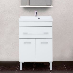 Тумба с раковиной Aquanet Верона 58 белая, 1 ящик, 2 двери (182507+00281220)
