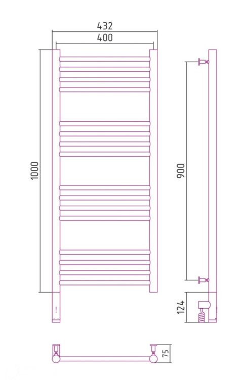 Электрический полотенцесушитель Сунержа Богема 3.0 прямая 1000x400 МЭМ Лев. состаренная латунь (051-5804-1040)