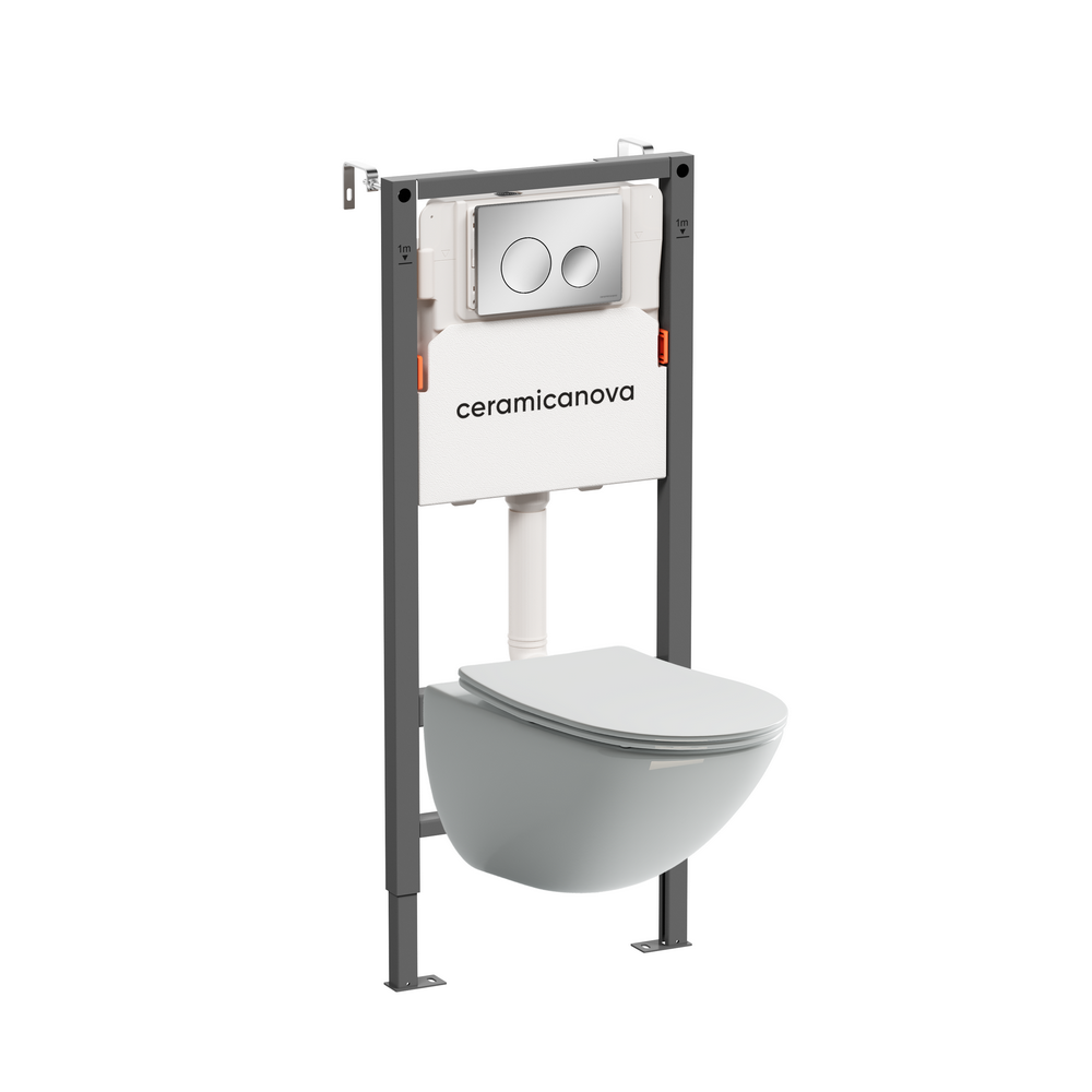 Комплект Подвесной унитаз MONO Rimless + Система инсталляции Balance кнопка Circle, хром глянцевый