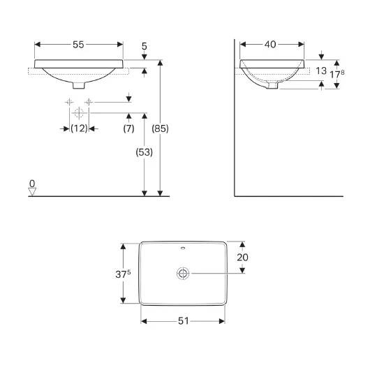 Раковина встраиваемая Geberit VariForm 55x40 500.736.01.2