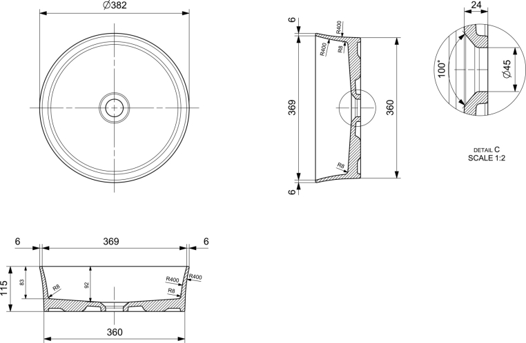 Мебель для ванной Stworki Берген 60 белая со светлой столешницей, с раковиной Bocchi Sottile 1478-001-0125