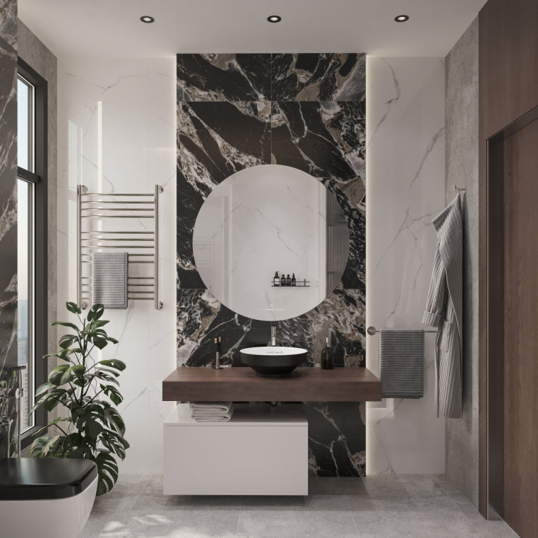 Мебель для ванной Stworki Ольборг 120 столешница дуб карпентер, без отверстий, с тумбой 80, с раковиной Vitra Water jewels