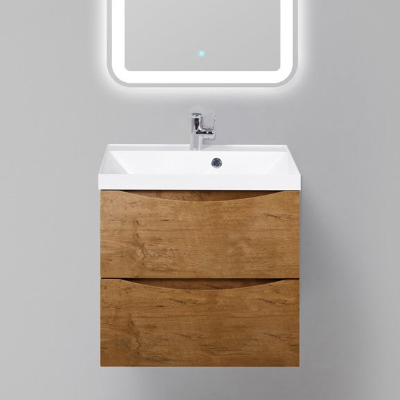 Тумба с раковиной BelBagno Marino 60 rovere nature (MARINO-600-2C-SO-RN-P+BB600/450-LV-MR-AST)