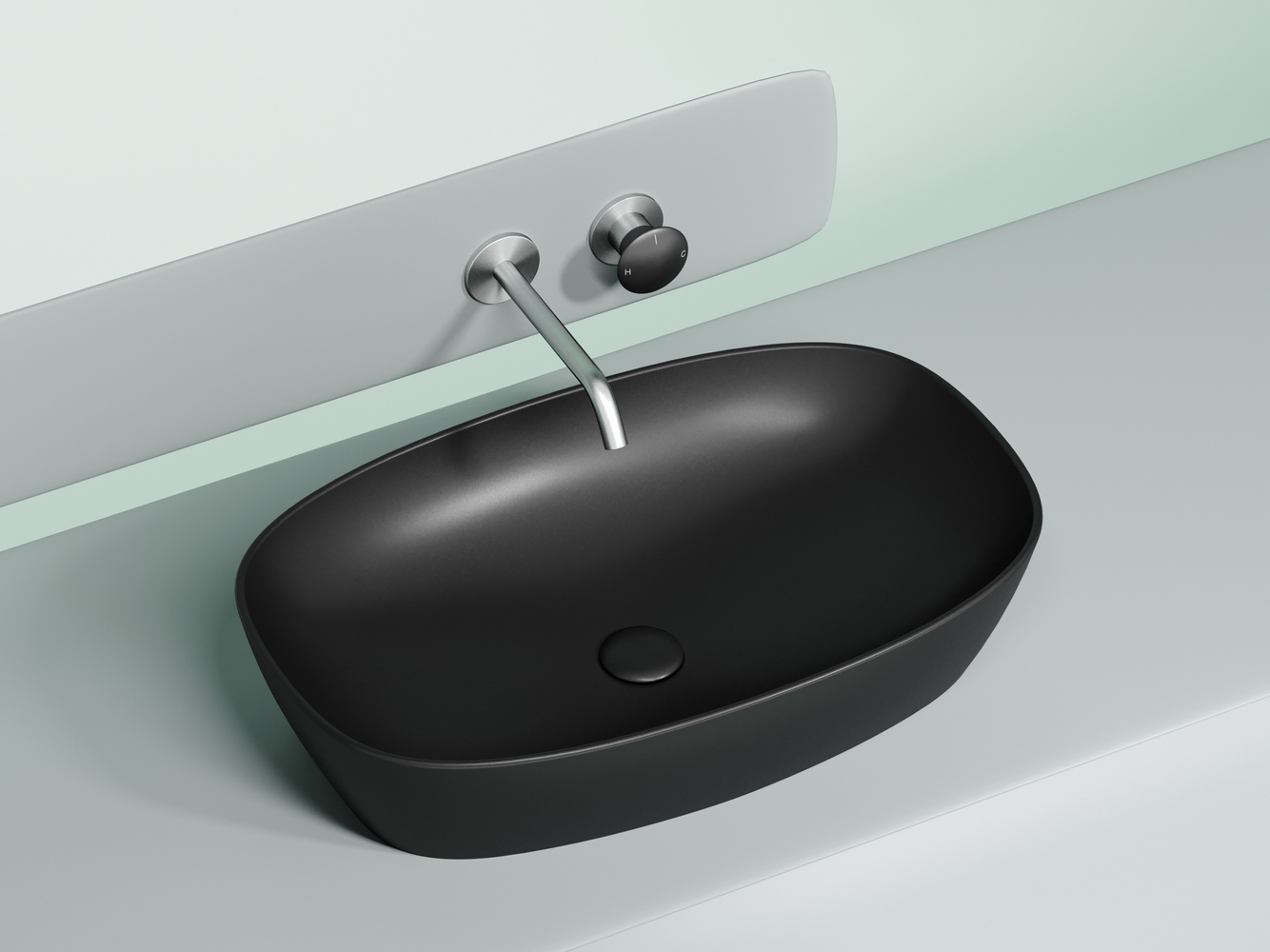 Умывальник чаша накладная овальная (цвет Черный Матовый) Element 600x380x138мм