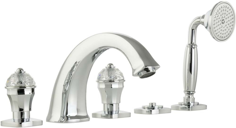 Смеситель для ванны на борт ванны Migliore Korona 27308 на 5 отверстий ручки CRYSTAL хром