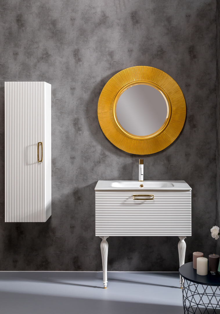 Пенал Linea белый+золото без ножек_Комплект