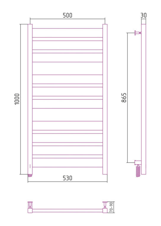 Электрический полотенцесушитель Сунержа Центурион 3.0 1000x500 ТЭН Лев. сатин (071-5502-1050)