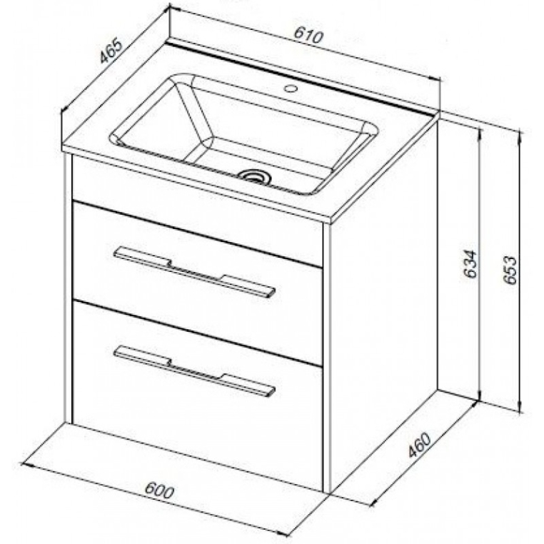 Раковина для тумбы Aquanet Flat 60 812-60