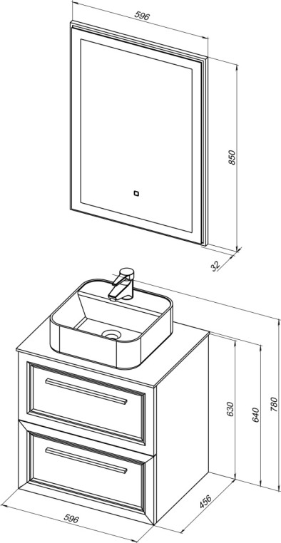 Мебель для ванной Stworki Эстерсунд 60 белая матовая, монте тиберио