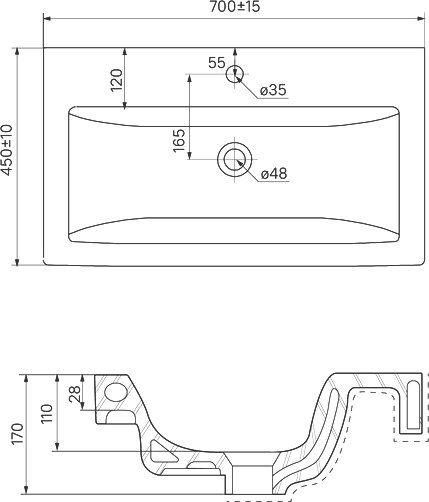 Раковина IDDIS Wash Basin 70 прямоугольная (0157000i28)