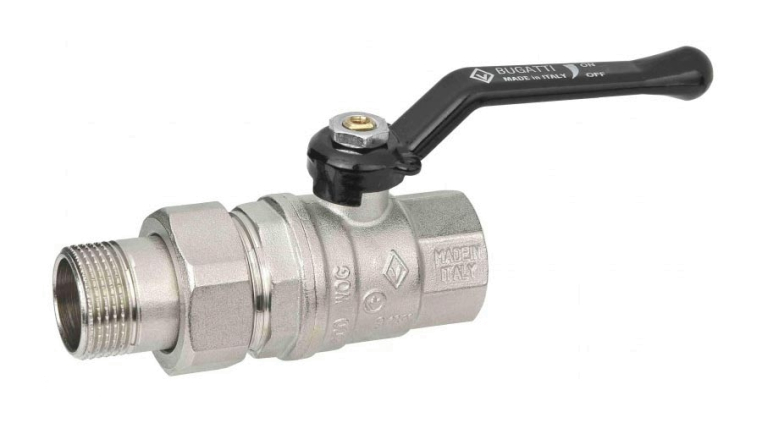 Кран шаровой Bugatti 1/2" с накидной гайкой (рычаг из алюминия) серия Oregon 03200026 (03200026)