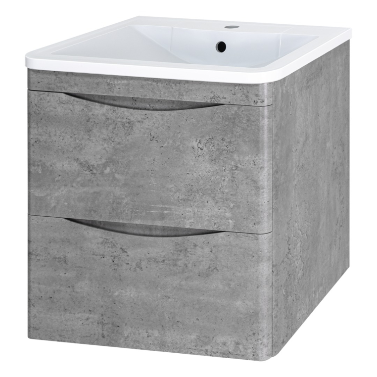Тумба под раковину Misty Атлантик 80 с 2 ящ. подвесная серый камень