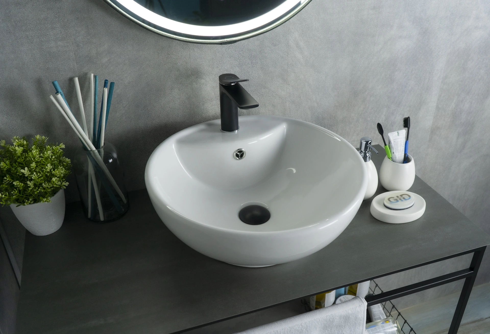 Раковина Gid N9001 51101 накладная белая 45x45x17