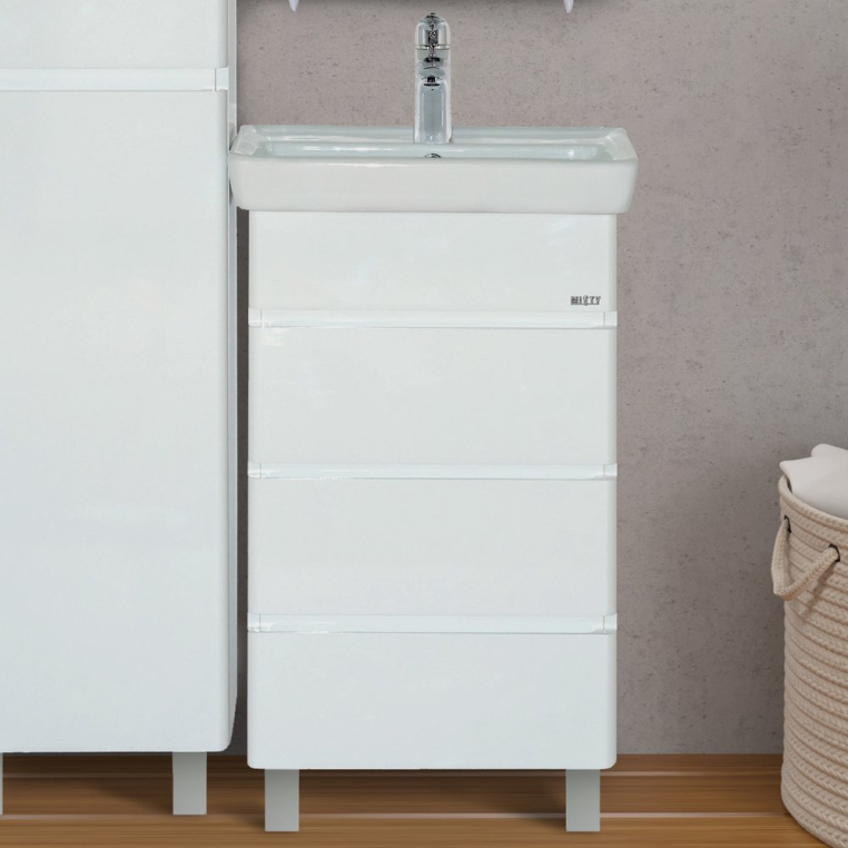 Тумба с раковиной Misty Прима 50 белая эмаль (П-При01050-011Д3Я+641594)