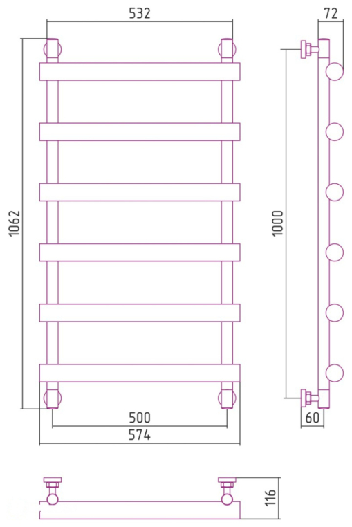 Полотенцесушитель водяной Сунержа Атлант 50x100 022-0226-1050 золото