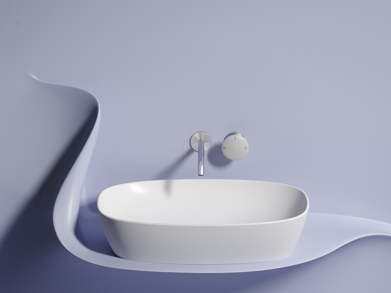 Умывальник чаша накладная овальная (цвет Белый Матовый) Element 600x380x138мм