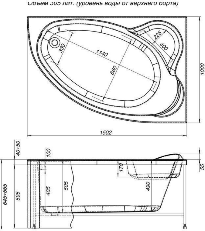 Акриловая ванна Aquanet Mayorca 150x100 R с каркасом 00205438