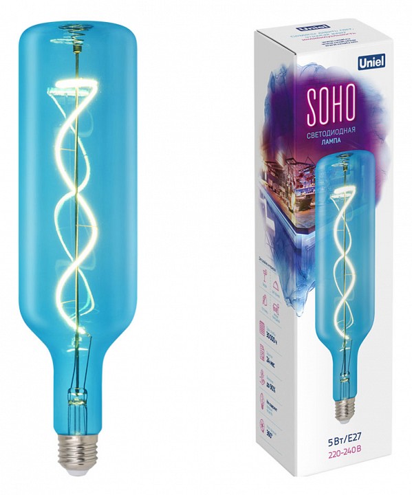 Лампа светодиодная Uniel E27 5Вт 2250K LED-SF21-5W/SOHO/E27/CW BLUE GLS77BL