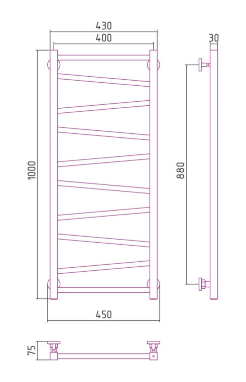 Полотенцесушитель водяной Сунержа Сирокко 45x100 00-0253-1040 хром