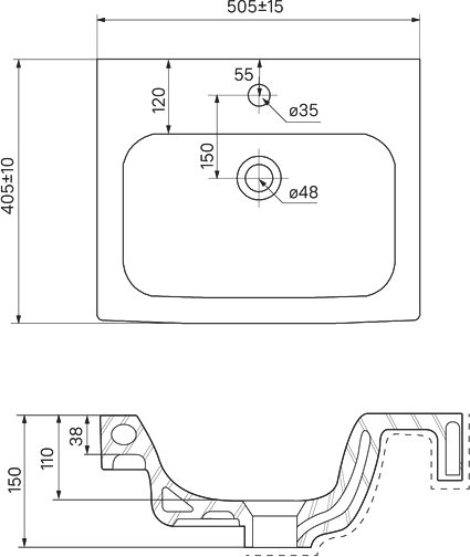 Раковина IDDIS Wash Basin 50 прямоугольная (0145000i28)