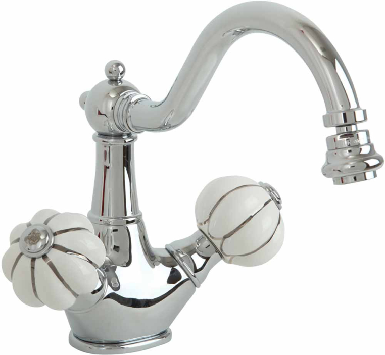 Смеситель для биде донный клапан "click-clack" Migliore Olivia 19011 белый с декором платина/хром