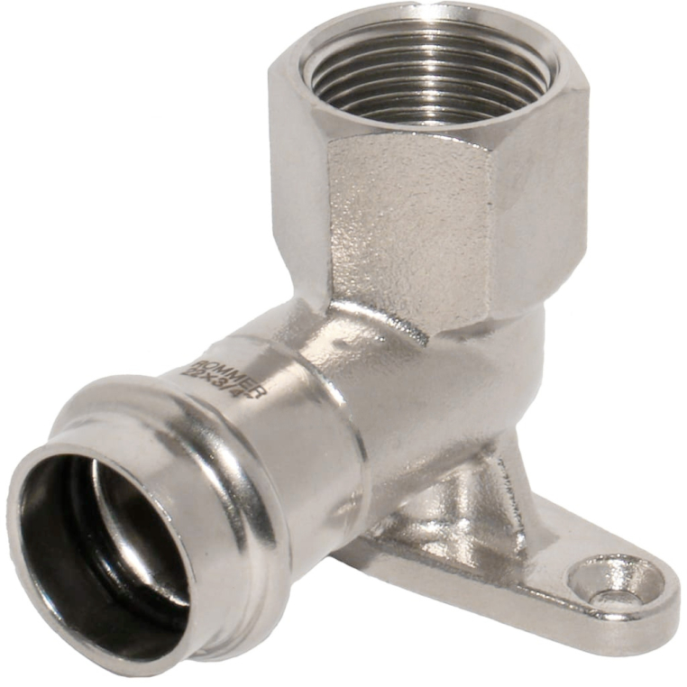 RSS-0011-002234 ROMMER Угольник настенный с креплением ВПр-ВР, 22х3/4, из нержавеющей стали прессовой