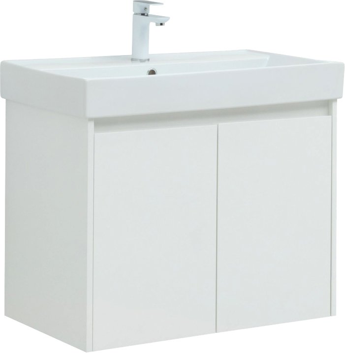 Тумба под раковину Aquanet Nova Lite 75 белый глянец с дверками (00298850)