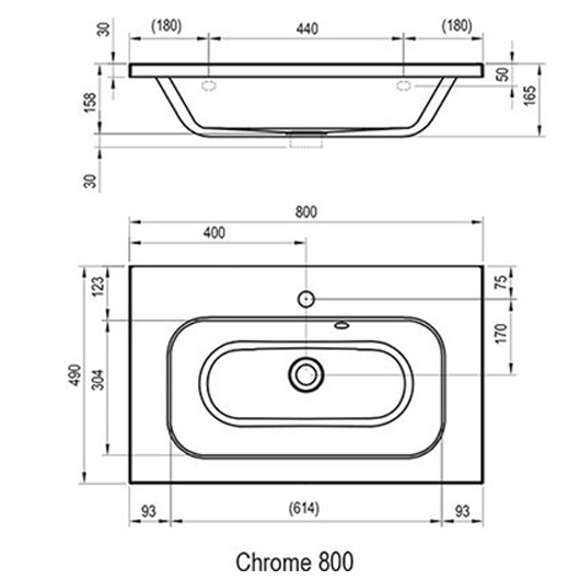 Умывальник Ravak Chrome 80x49 см XJG01180000