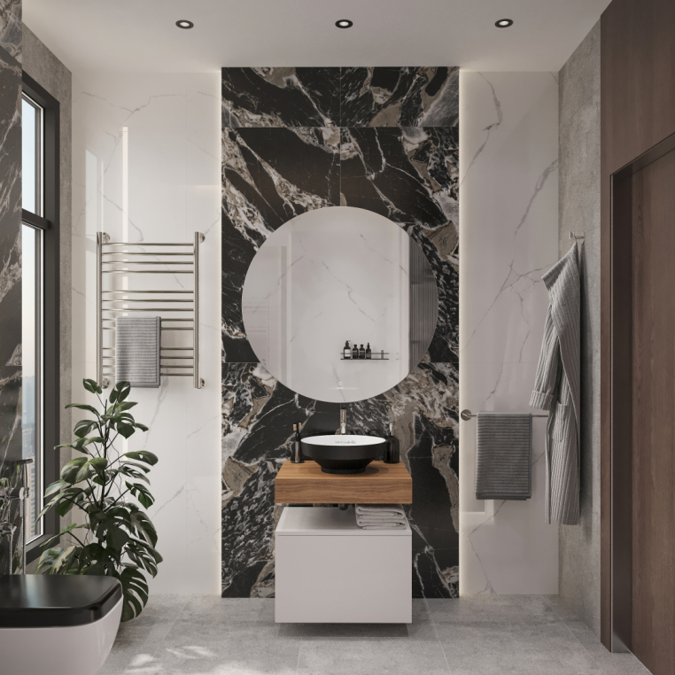 Мебель для ванной Stworki Ольборг 60 столешница дуб французский, без отверстий, с тумбой 60, с раковиной Vitra Water jewels