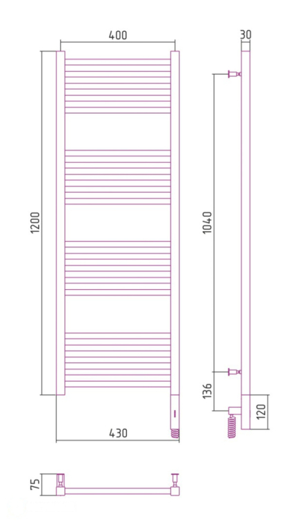 Электрический полотенцесушитель Сунержа Модус 3.0 1200x400 МЭМ Пр. сатин (071-5701-1240)