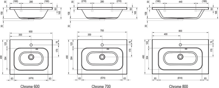 Умывальник Ravak Chrome 70x49 см XJG01170000