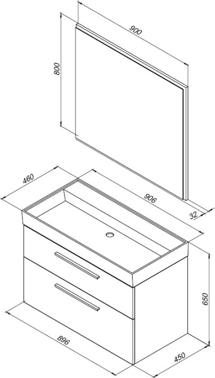 Мебель для ванной Aquanet Nova 90 дуб рошелье (2 ящика) 00243257
