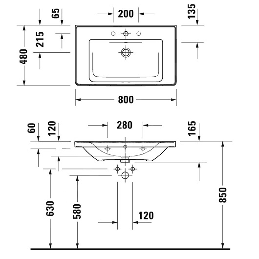 Раковина Duravit D-Neo 2367800000 80x48 см с переливом