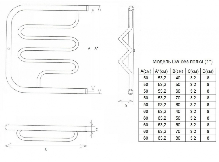 Полотенцесушитель водяной Двин Dw 60x53 4627085930884 хром