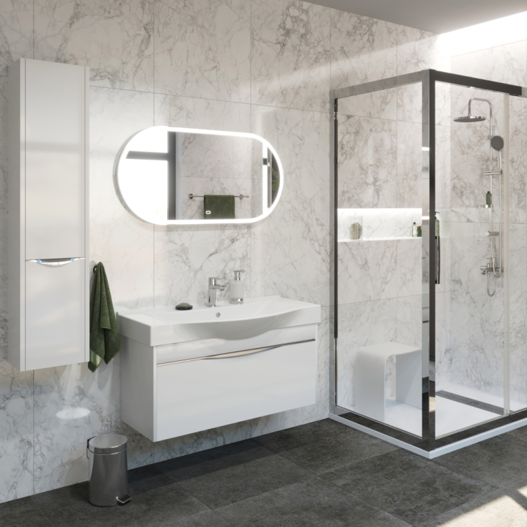 Зеркало Stworki Мальмё 100 с подсветкой, сенсор на зеркале, овальное, настенное, большое (LED-00002202)