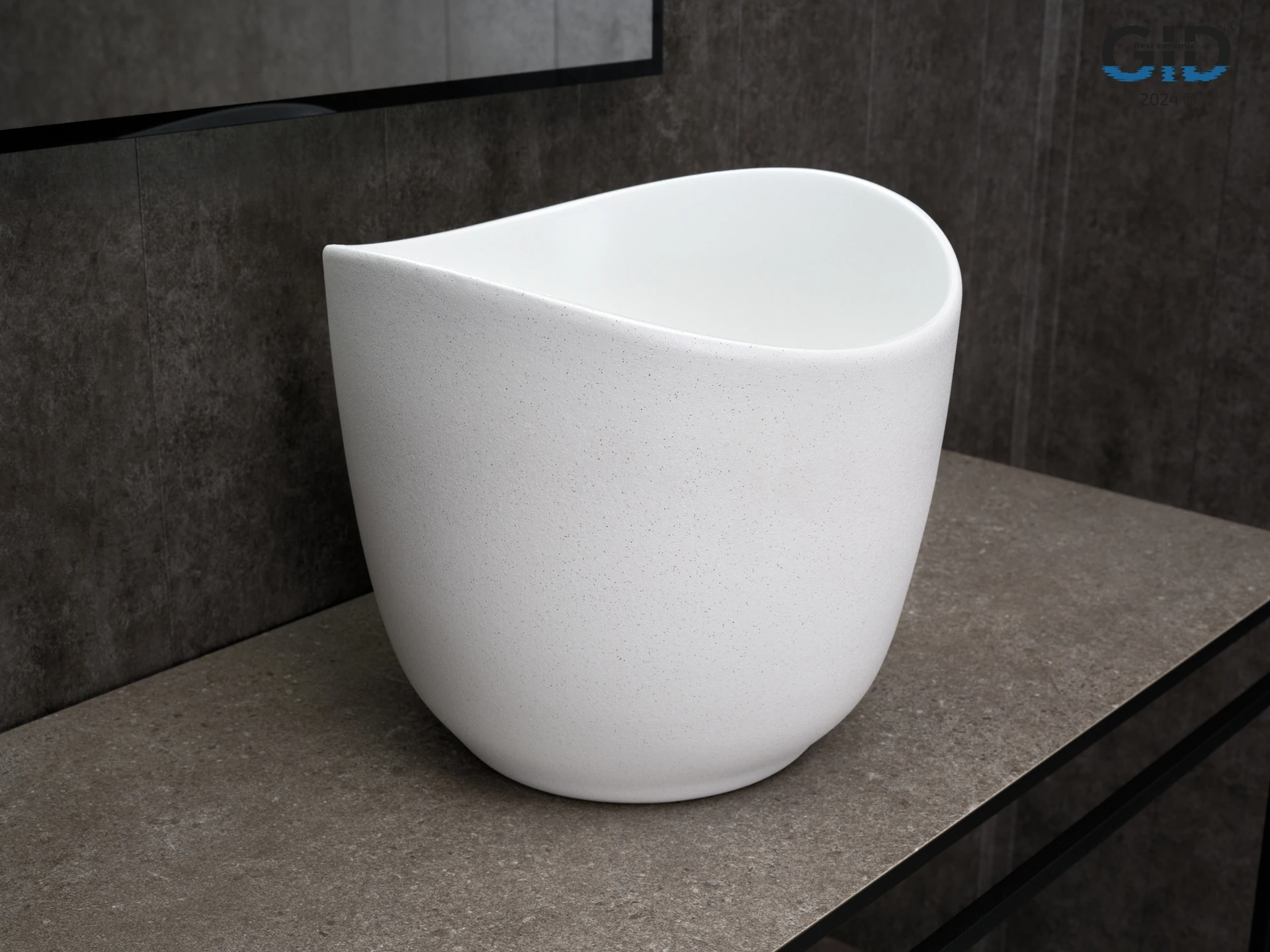 Раковина Gid N9303wg 51221 накладная белый матовый / белый графит 36x36x32