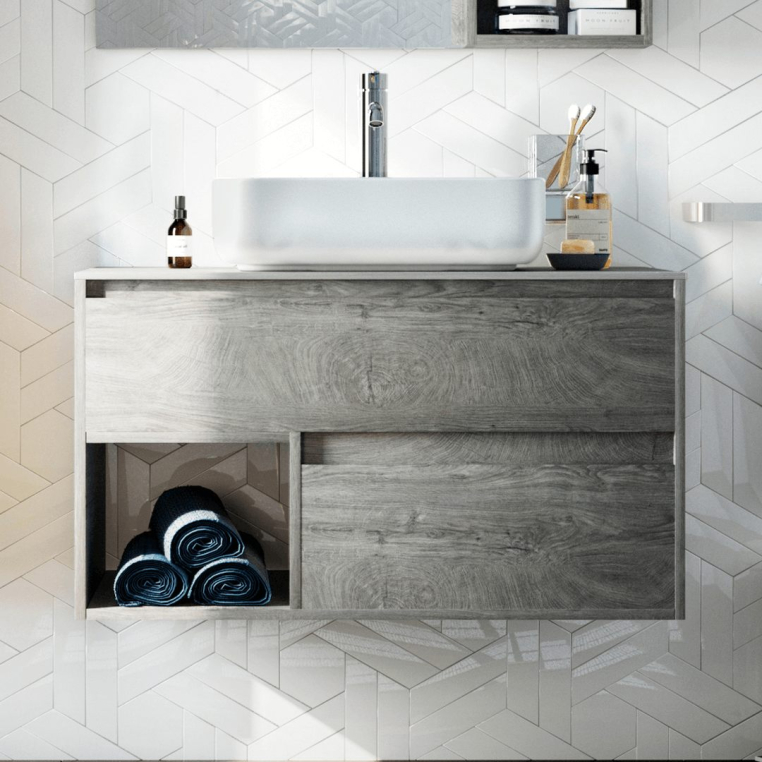 Тумба с раковиной Stworki Карлстад 90 дуб рошелье, роверелла