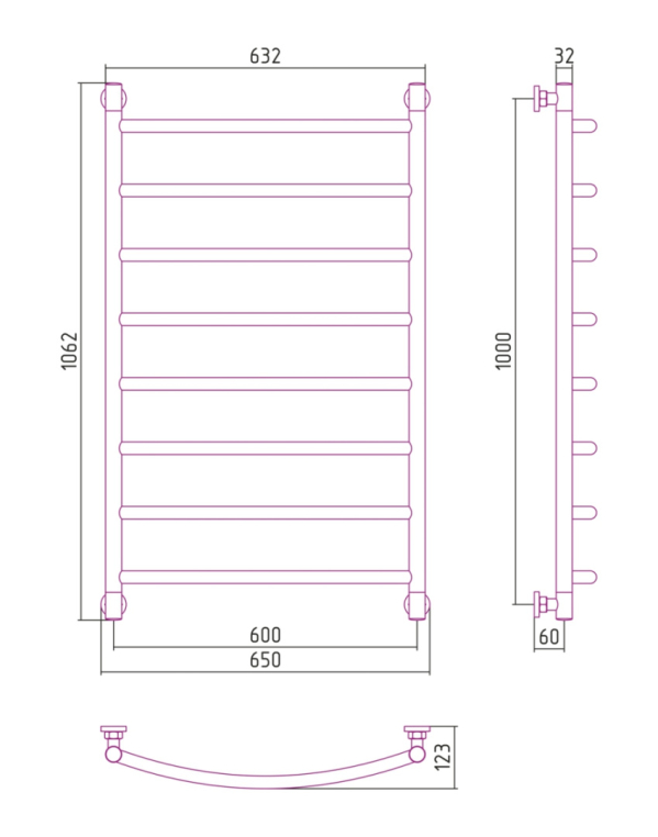 Полотенцесушитель водяной Сунержа Галант+ 65x106 00-0200-1060 хром