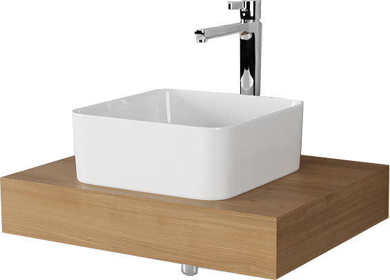 Столешница Stworki Ольборг 60 дуб французский, без отверстий, с тумбой 60, с раковиной BOCCHI Vessel черной