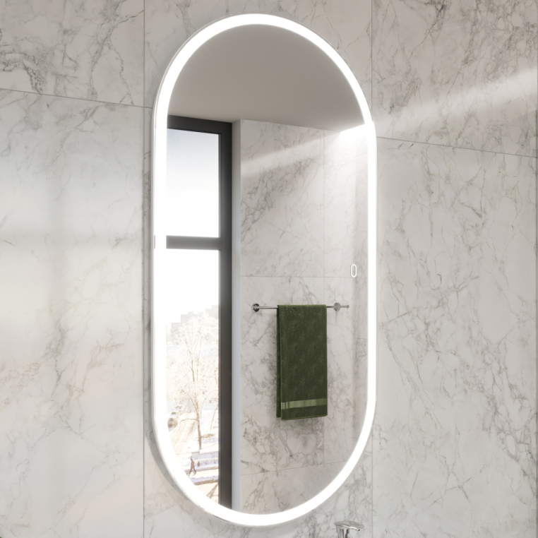Зеркало Stworki Мальмё 120 с подсветкой, сенсор на зеркале, овальное, настенное (LED-00002201)