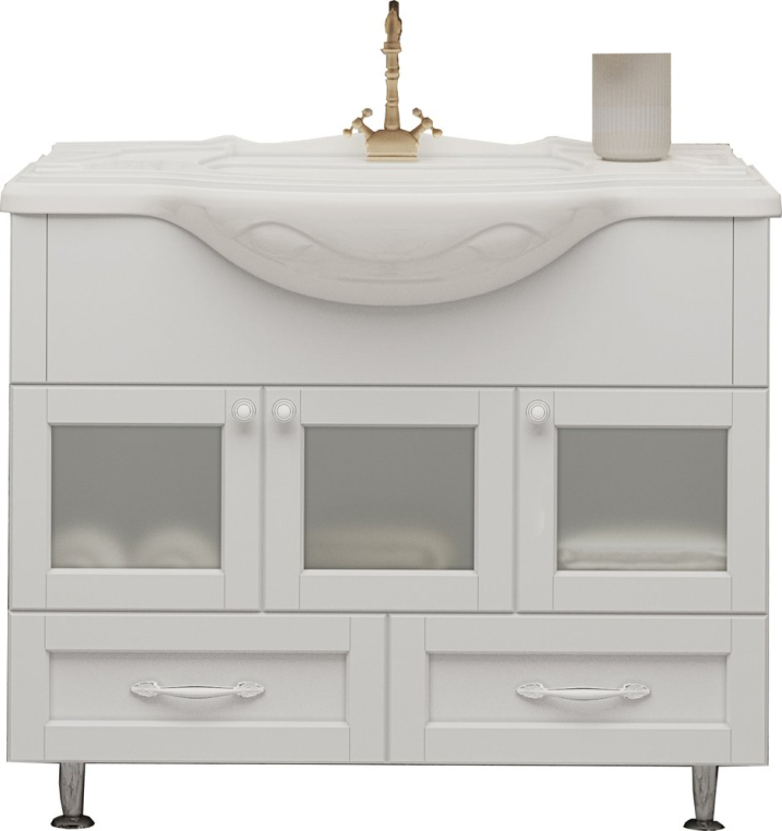 Тумба под раковину Misty Латте 105 белая эмаль (П-Лат01105-0122Я)