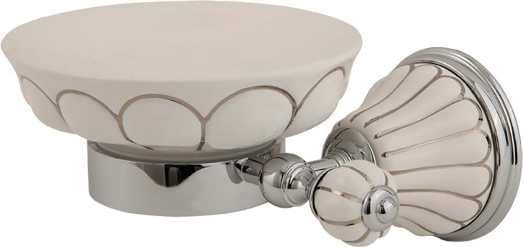 Mыльница настенная Migliore Olivia 17539 керамика белая с декором платина/хром