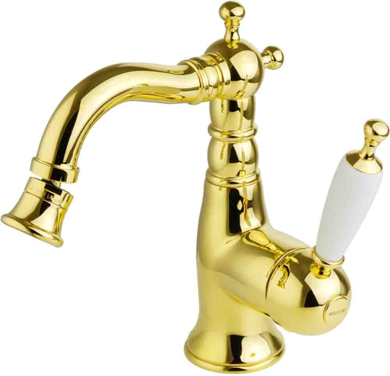 Смеситель для биде Migliore Oxford 19161 с белой ручкой золото