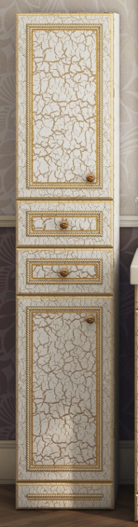 Шкаф-пенал Misty Fresko 35 L с 2-мя ящиками белый патина