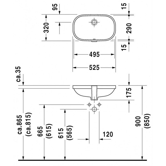 Раковина встраиваемая Duravit D-Code 49x29 0338490000