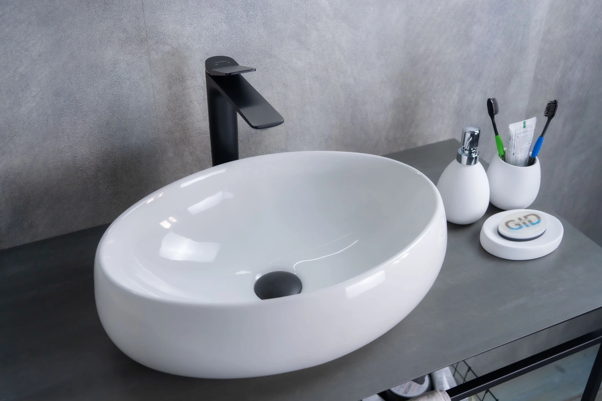 Раковина Gid N9030b 51115 накладная белая 48x34x15